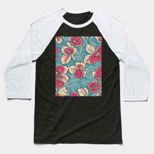 Botanical Designs Flower Patterns Baseball T-Shirt